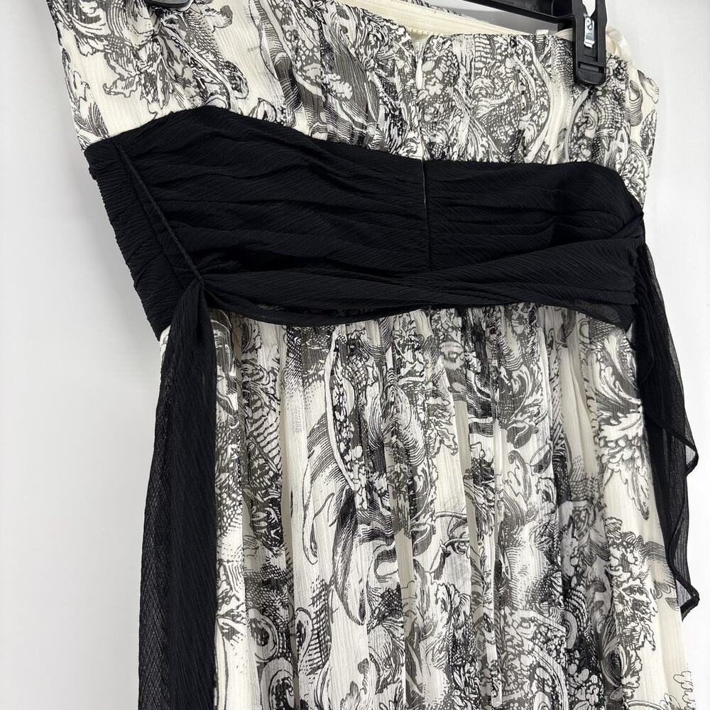 BCBG Maxazria Strapless Dress Size 6 Black And White Long Floral Pattern - Picture 10 of 13